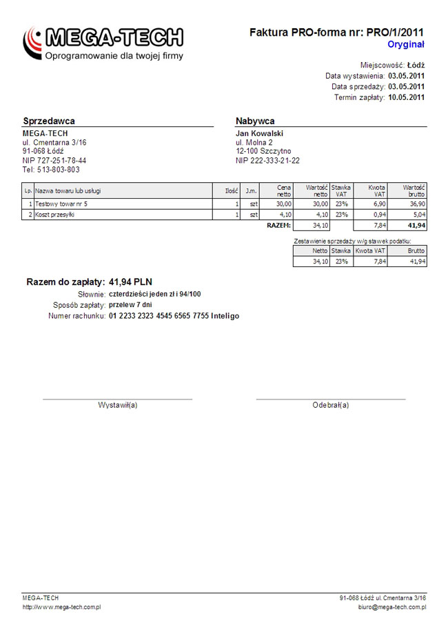 faktura proforma wzór faktura proforma wzór