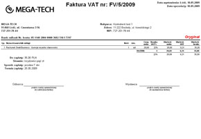 Wzór wydruku faktury VAT nr 3