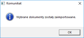 komunikat po imporcie