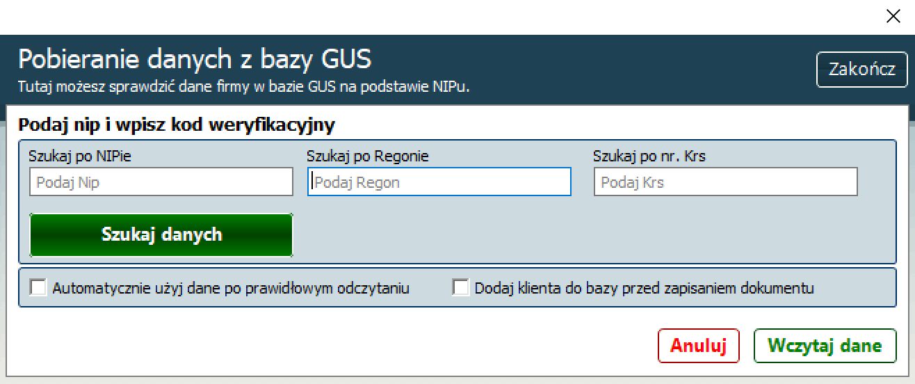 GUS pobieranych danych z GUS