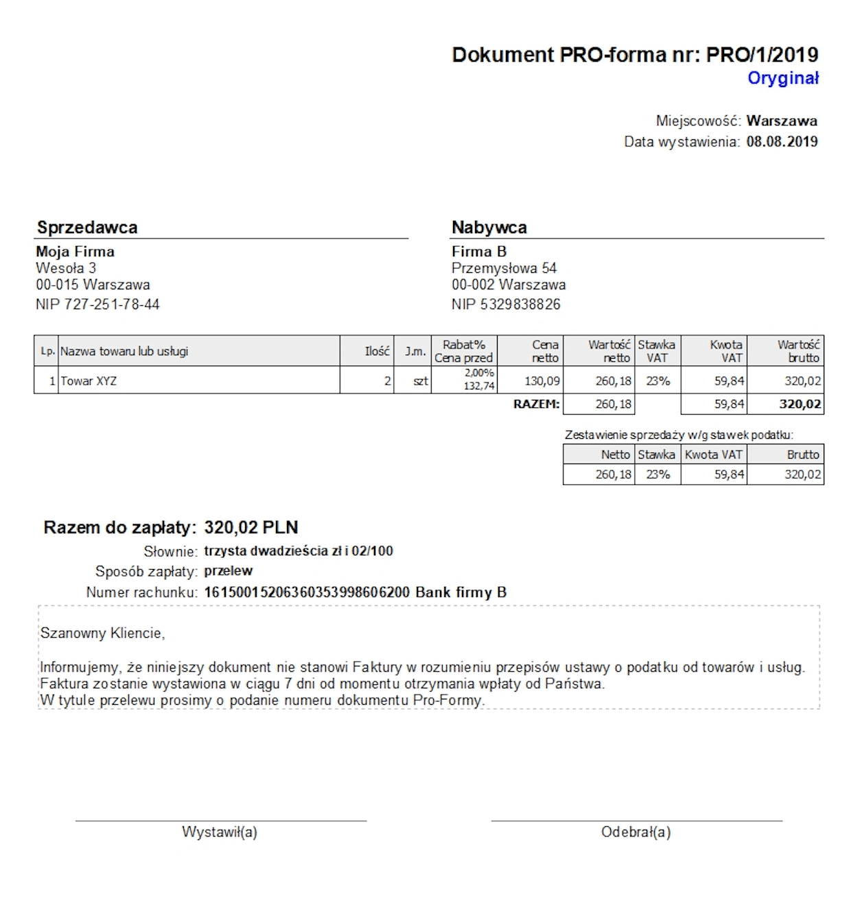 faktura proforma faktura proforma