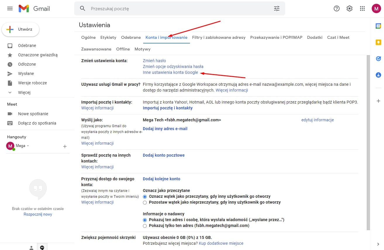 wysyłanie maili gmail